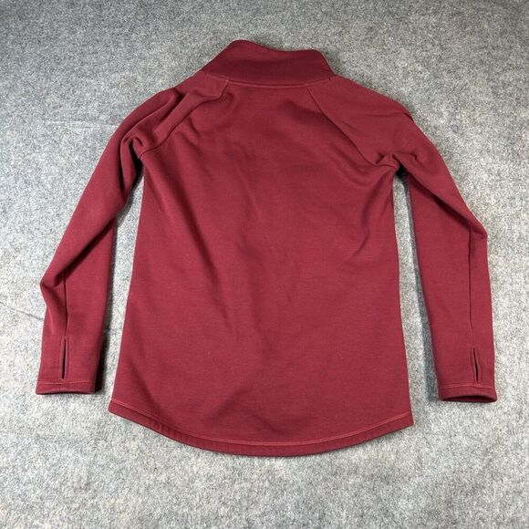Athleta Womens Small Sweatshirt Cozy Karma Asymmetrical Pullover Athletic Red - Picture 10 of 10